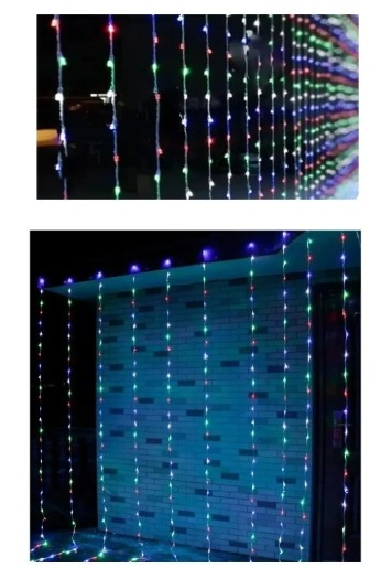 Cortina de Luces led 280, mide 2,3x1,5mts LED a Corriente color Multicolor