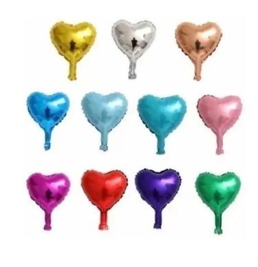 50 unidades de Globos metálicos en forma de corazón de 10 cms o 5 pulgada  (inch)