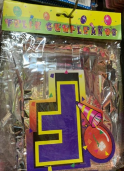 Guirnalda 'Feliz Cumpleaños' de Carton mas papel metalico