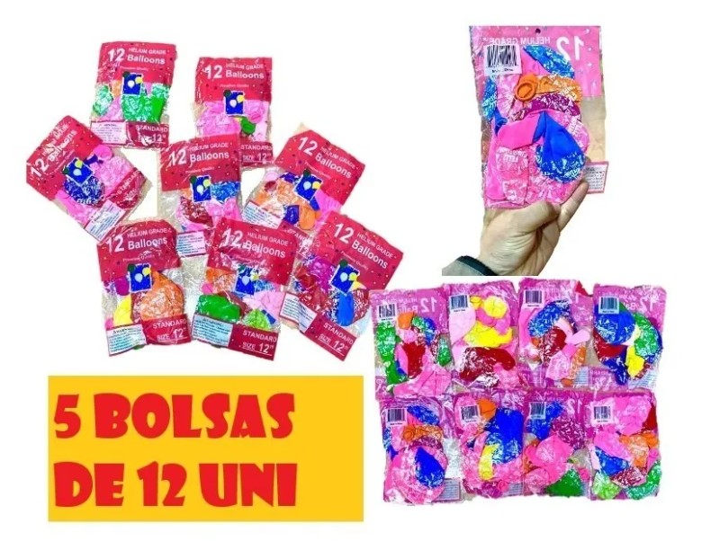 Bolsas 12 globos de latex de 12 pulgadas de Globos de cumpleaños de colores.