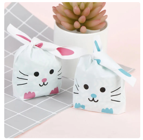 50 Bolsas de regalo con diseño de conejo 10x17 cms (tamaño s)