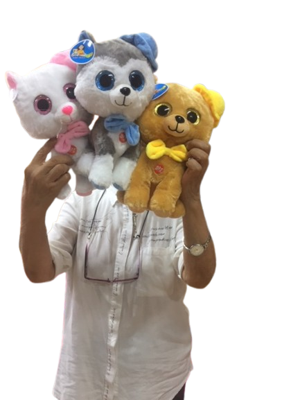 Peluches de perro,  oso y gato de 20 cms musical