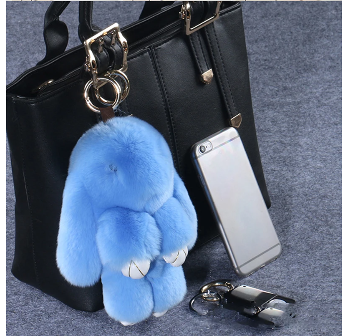 Llavero de peluche de angora con forma de conejo 20 cms