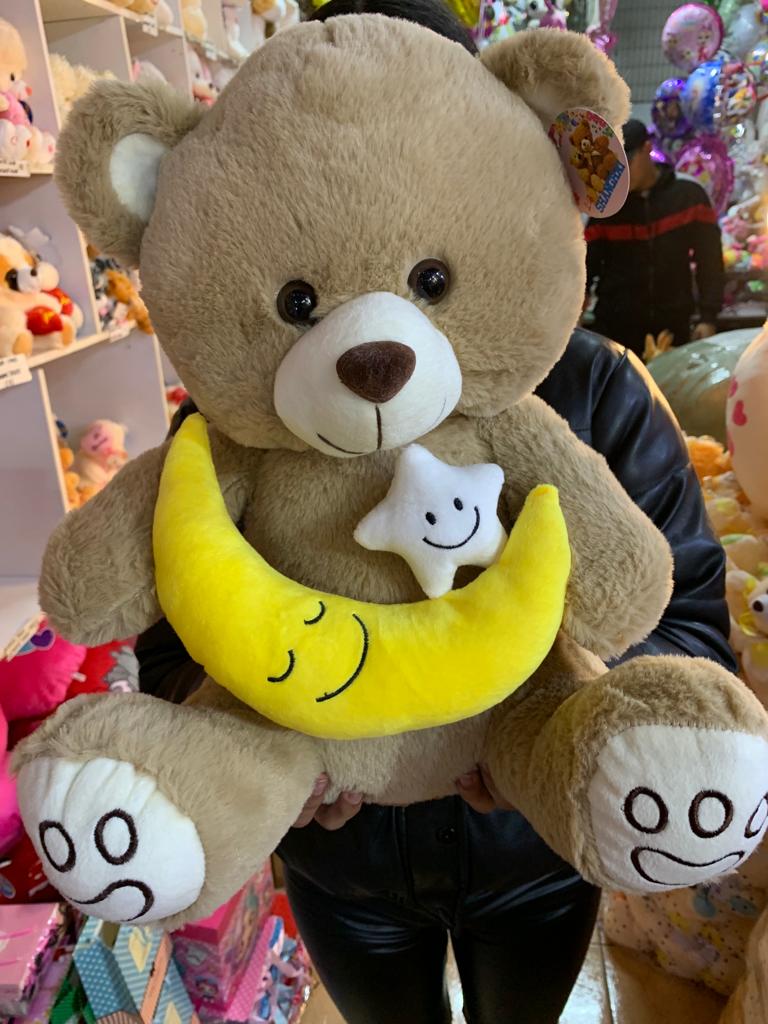 Oso de peluche grande con luna 40 cms