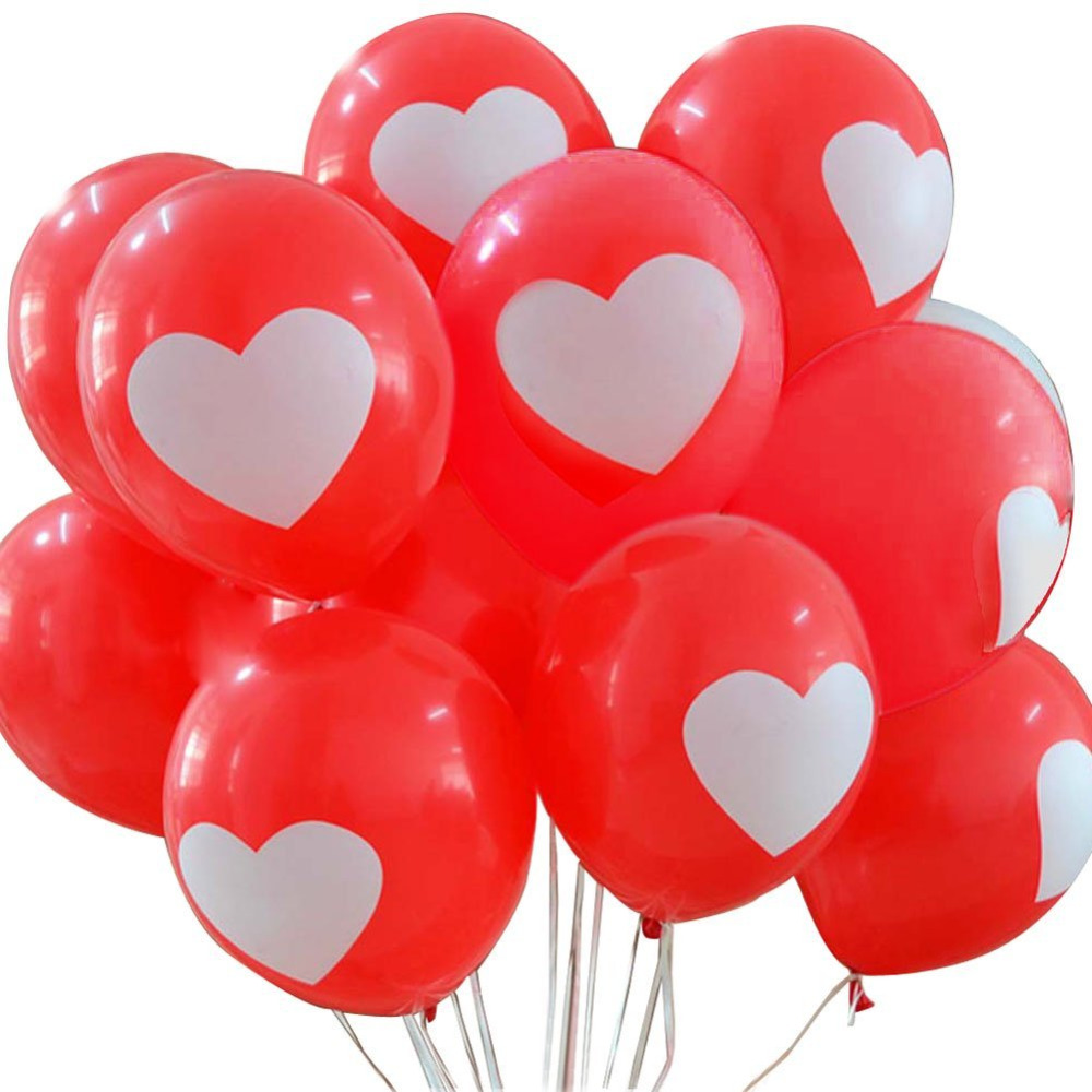 Bolsas de 10 Globos rojos con corazones