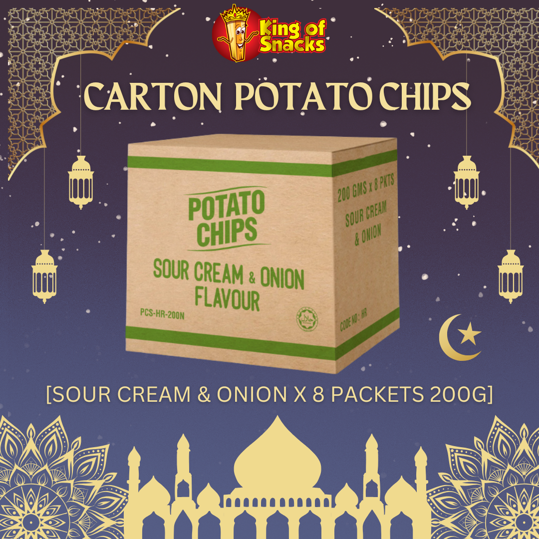 Carton - Sour Cream & Onion Potato Chips - 8 Packets x 200g