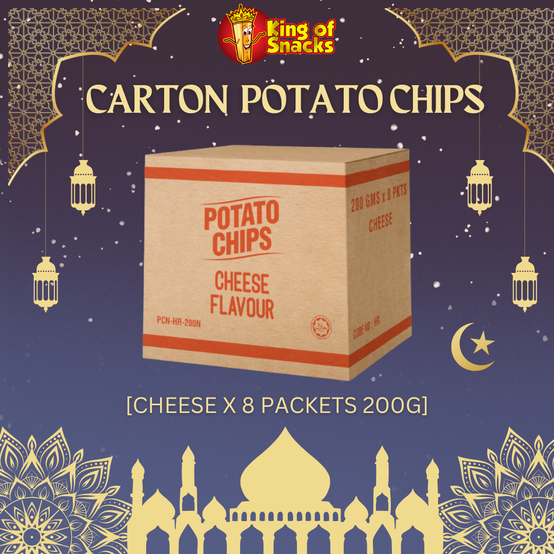 Carton - Cheese Potato Chips - 8 Packets x 200g