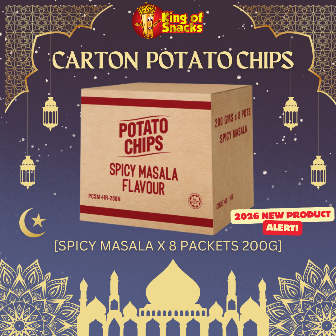Carton - Spicy Masala Potato Chips - 8 Packets x 200g