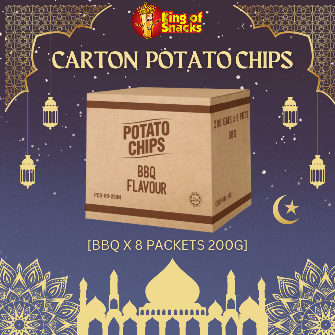 Carton - BBQ Potato Chips - 8 Packets x 200g