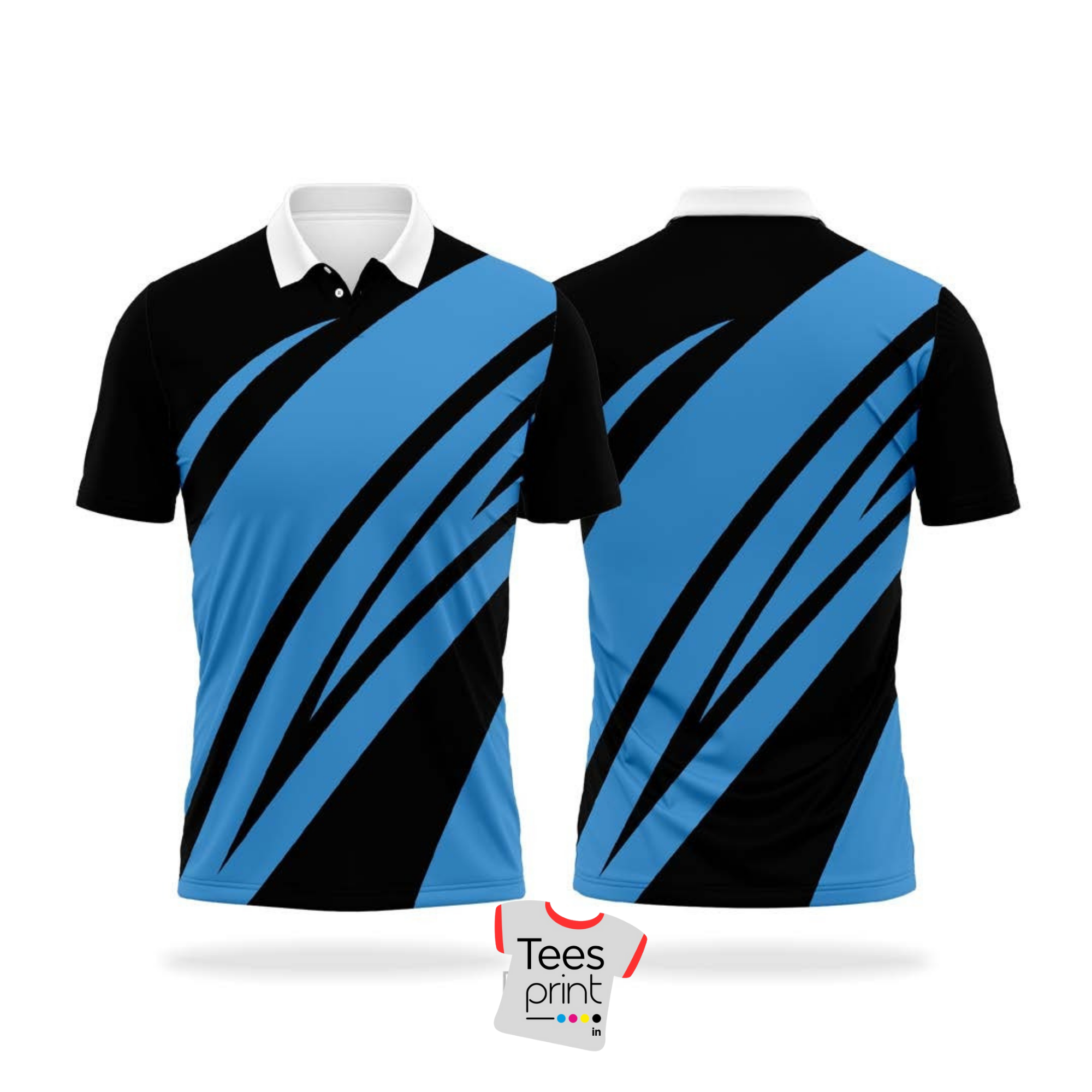 Blue and Black Abstract Sports Polo