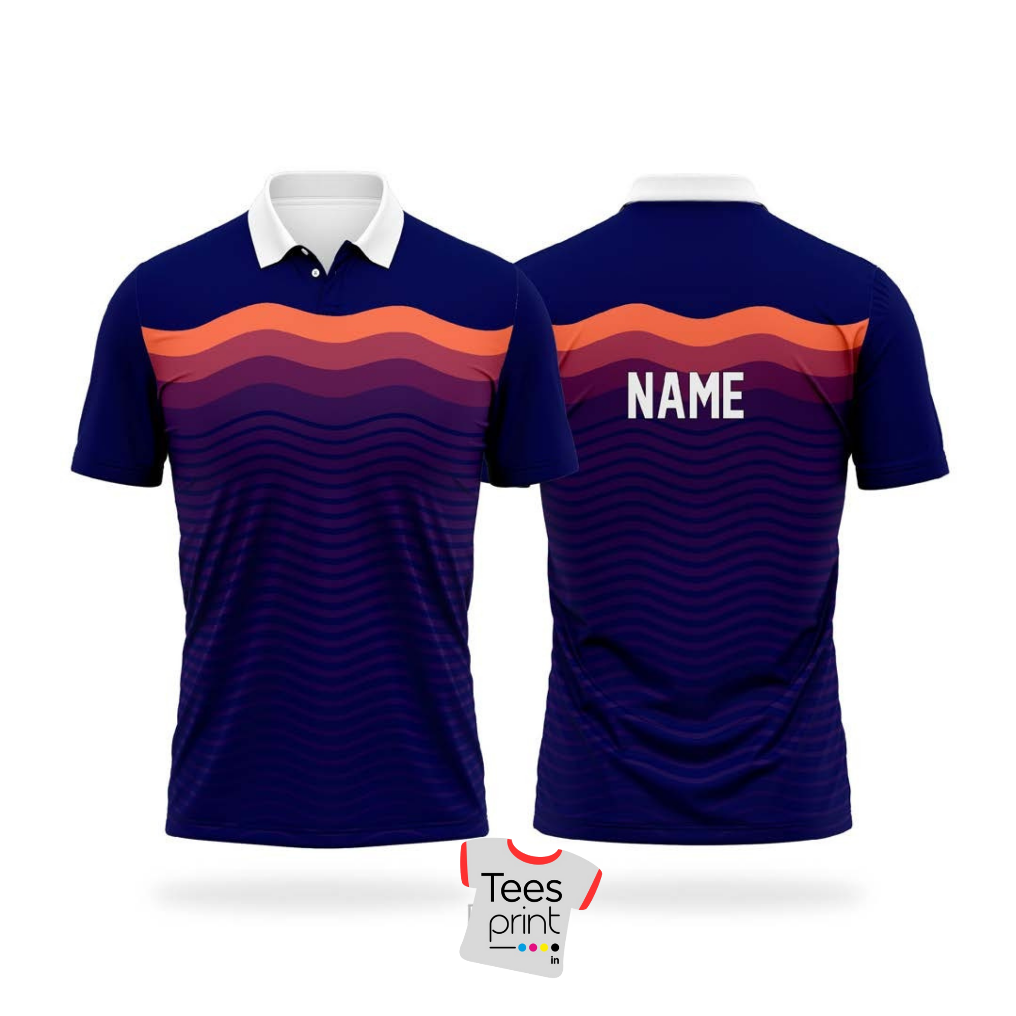 Custom Wave Pattern Sports Cricket Polo Shirt