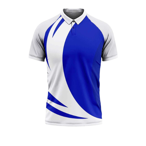 Sporty Blue and White Badminton Polo Shirt