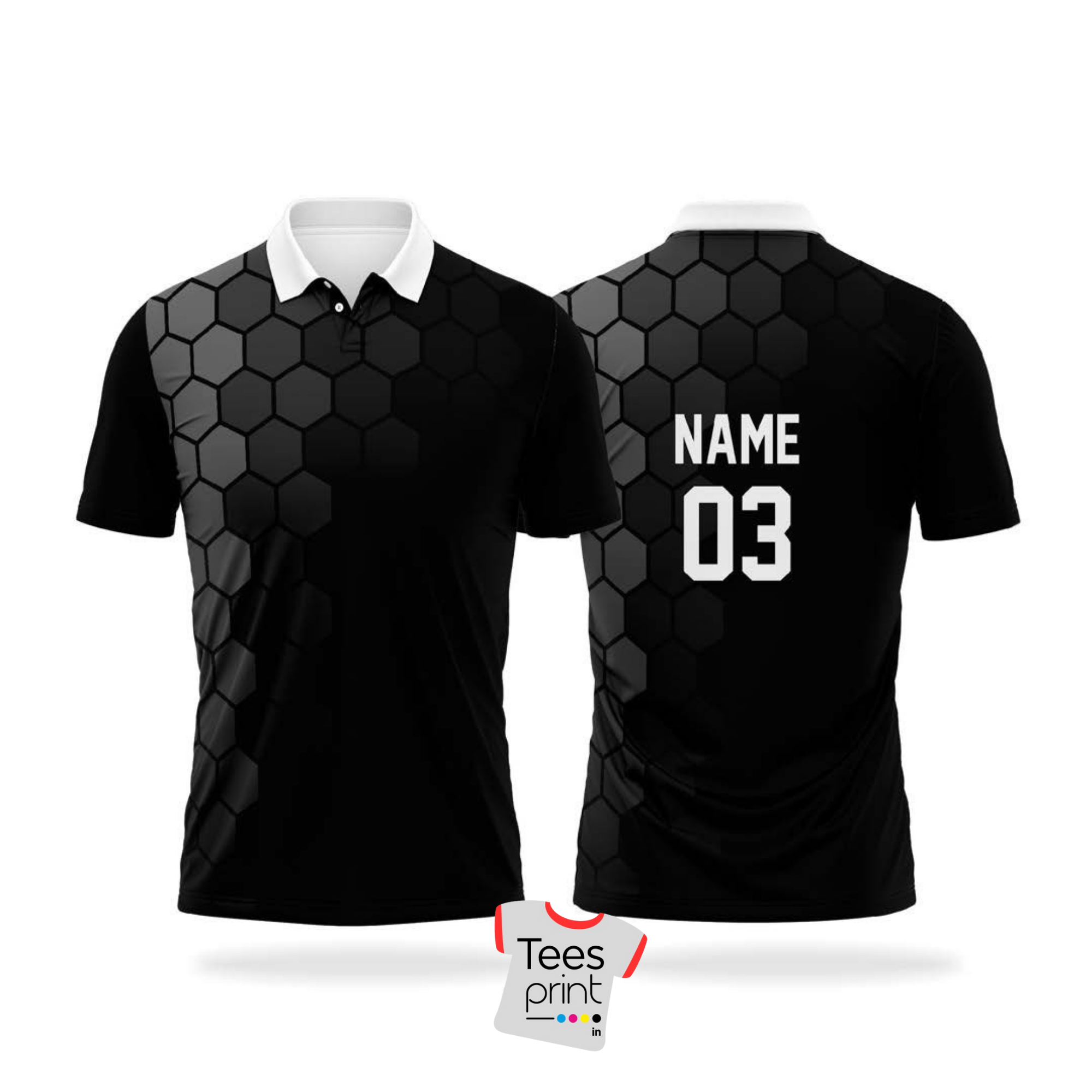 Custom Black Hexagon Cricket Jersey