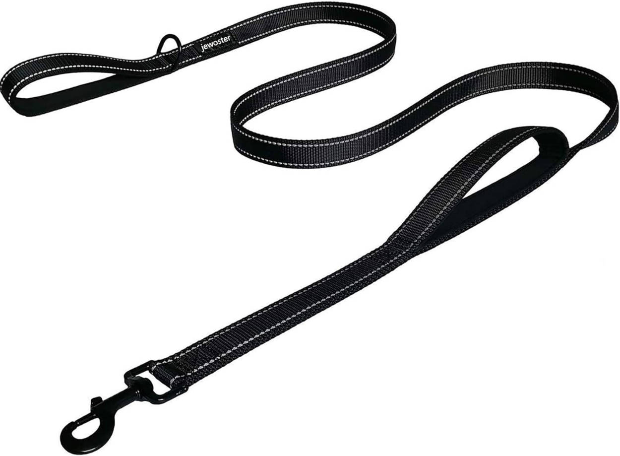 Heavy Duty Dog Leash - 2 Handles by Padded Traffic Handle for Extra Control, 6foot Long - Perfect for Medium to Large Dogs (6 ft, Black)