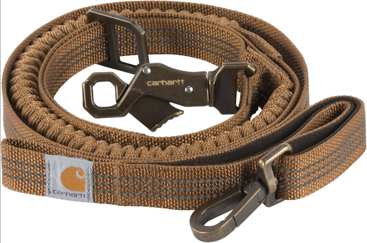 Pet Durable Nylon Webbing Leashes for Dogs, Reflective Stitching for Visibility, Carhartt Brown (Shock Absorbing), Large
