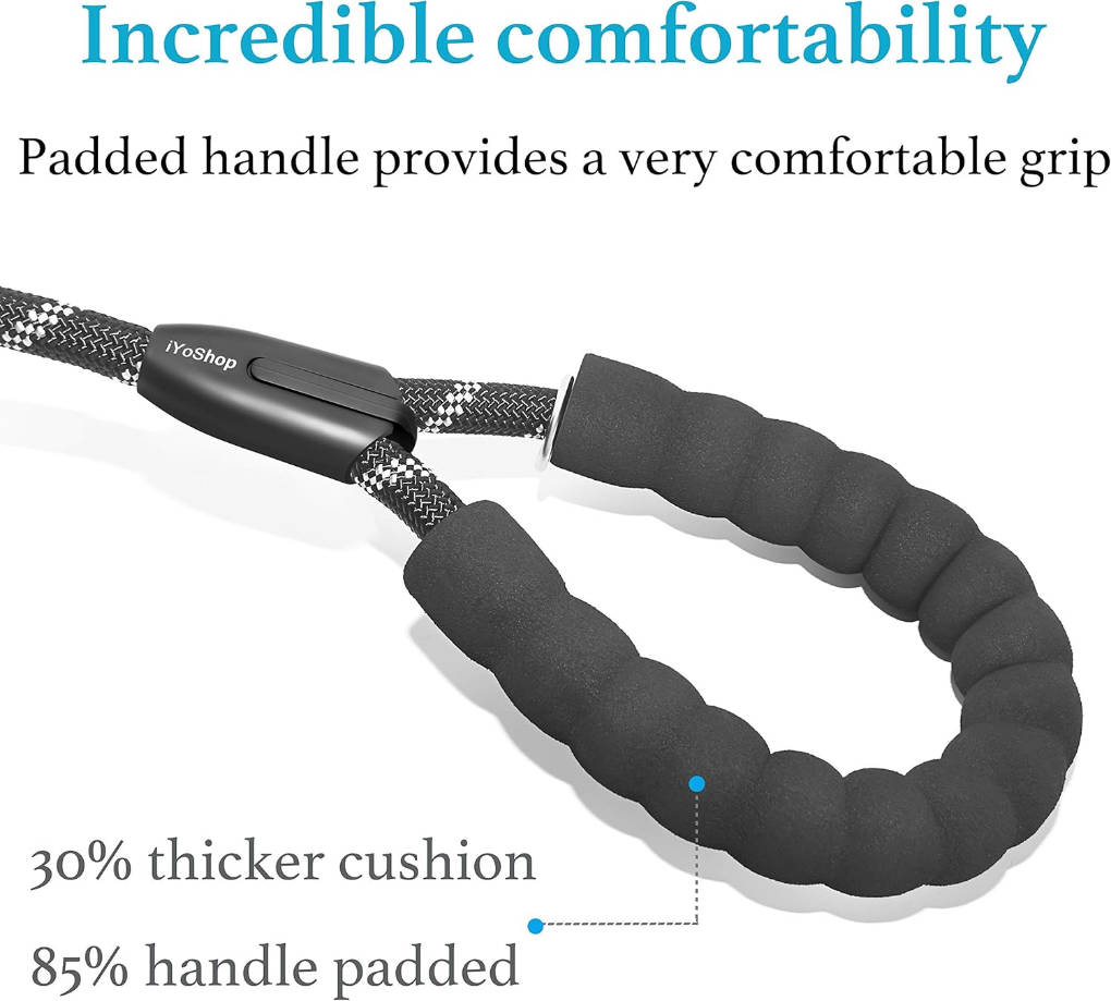 Dual Dog Leash - 360° Swivel, No Tangle Walking Leash with Shock Absorbing Bungee for Two Dogs (Medium, 8-35 lbs, Black)