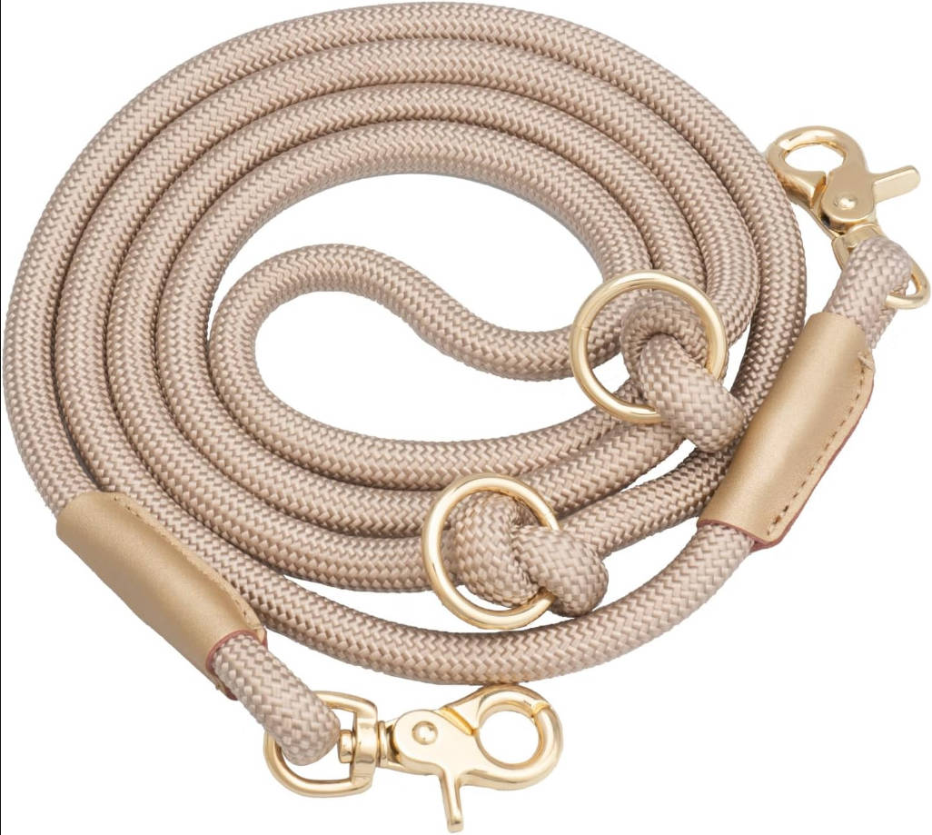 7FT Hands Free Crossbody Nylon Rope Dog Leash, 2 Snap Hooks Dog Leash Hands Free for All Breeds