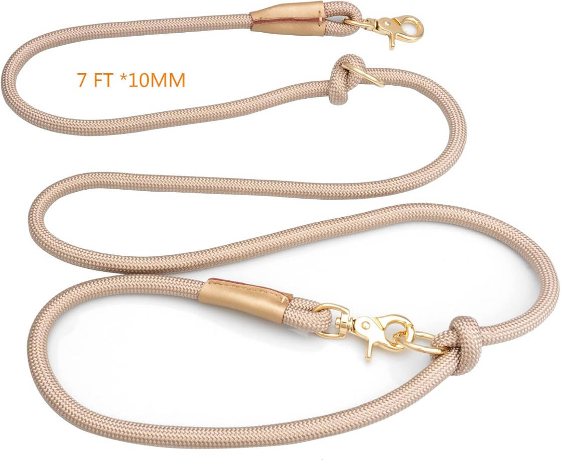 7FT Hands Free Crossbody Nylon Rope Dog Leash, 2 Snap Hooks Dog Leash Hands Free for All Breeds