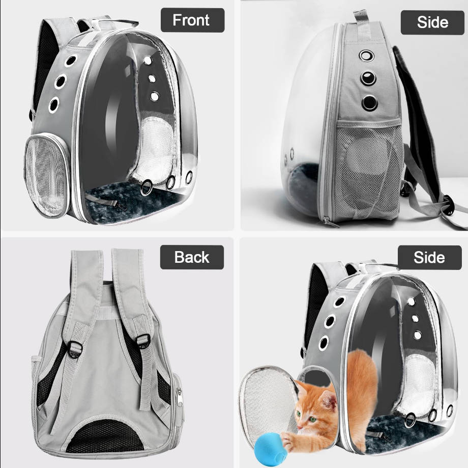 Cat Backpack Carrier, Pet Cat Carrier with Ventilated Design for Carrying Puppy Cats, Pet Carrier Backpack for Traveling/Hiking/Camping/Outdoors Airline Approved Travel Carrier (Grey)