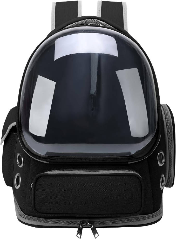 Cat Backpack Carrier for Cats and Small Dogs, Breathable Cat Bubble Backpack, Airline Approved Pet Travel Carrier for Hiking Camping Outdoor(Black)