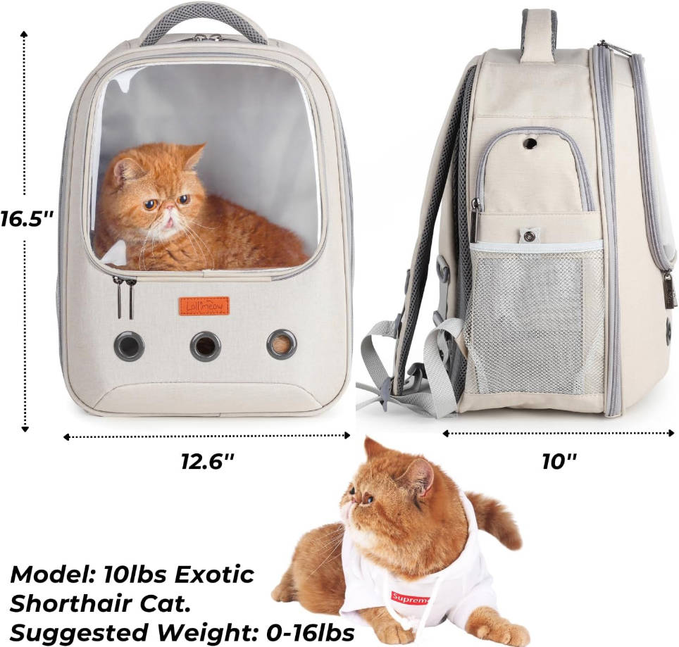  Pet Carrier Backpack, Bubble Backpack Carrier, Cats and Puppies,Airline-Approved, Designed for Travel, Hiking, Walking & Outdoor Use (Beige)