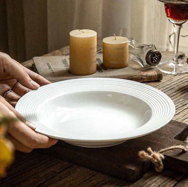 10.5" Pure White Ceramic Dinner Plate