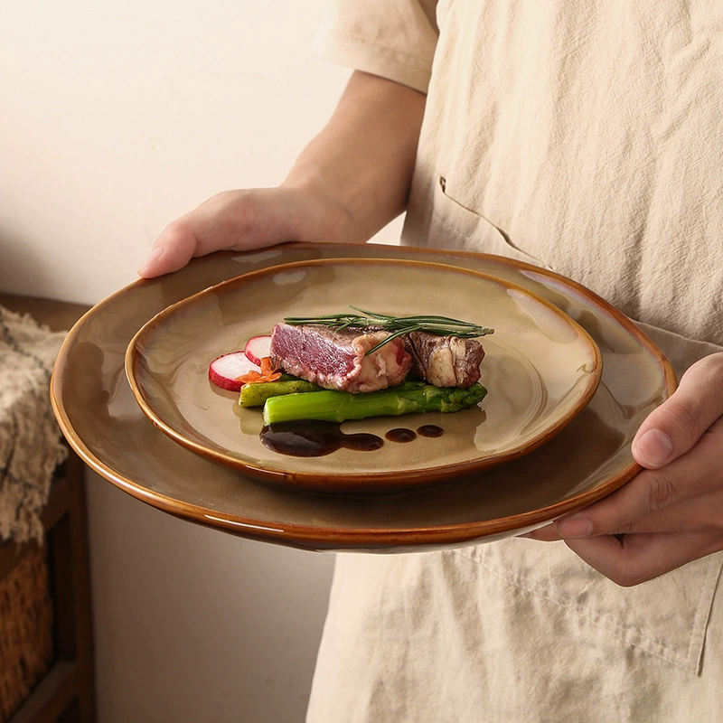 11 Inch Brown Kiln Glaze Dinner Plate