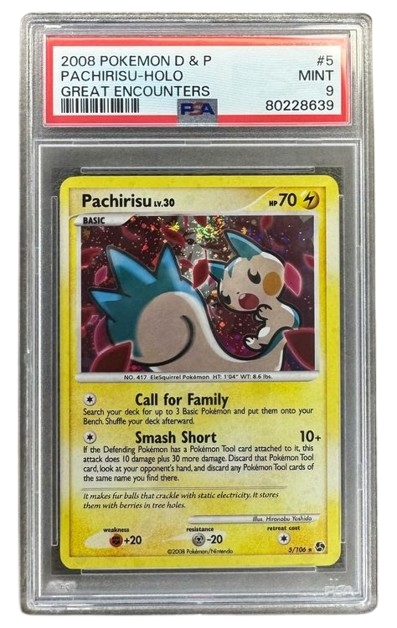Pokemon PSA 9 Pachirisu Holo 5/106 Great Encounters English