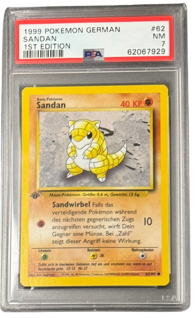 Pokemon PSA 7 Sandan 62/102  1ST Edition - Deutsch - 1999
