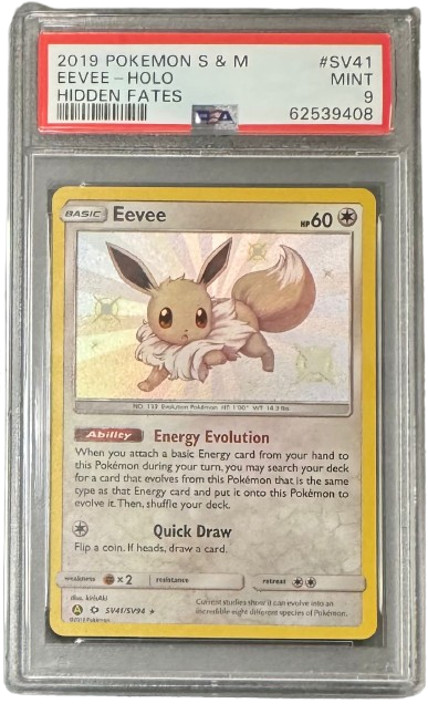 Pokemon PSA 9 Eevee Holo S&M SV41 Hidden Fates | EN ENGLISH