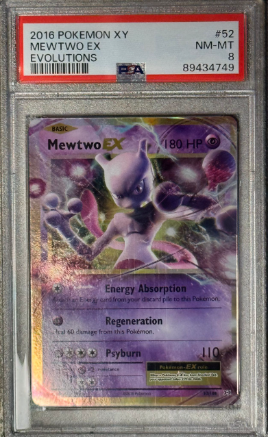 Pokemon PSA 8 Mewtwo ex 52/108 Evolutions | XY | EN