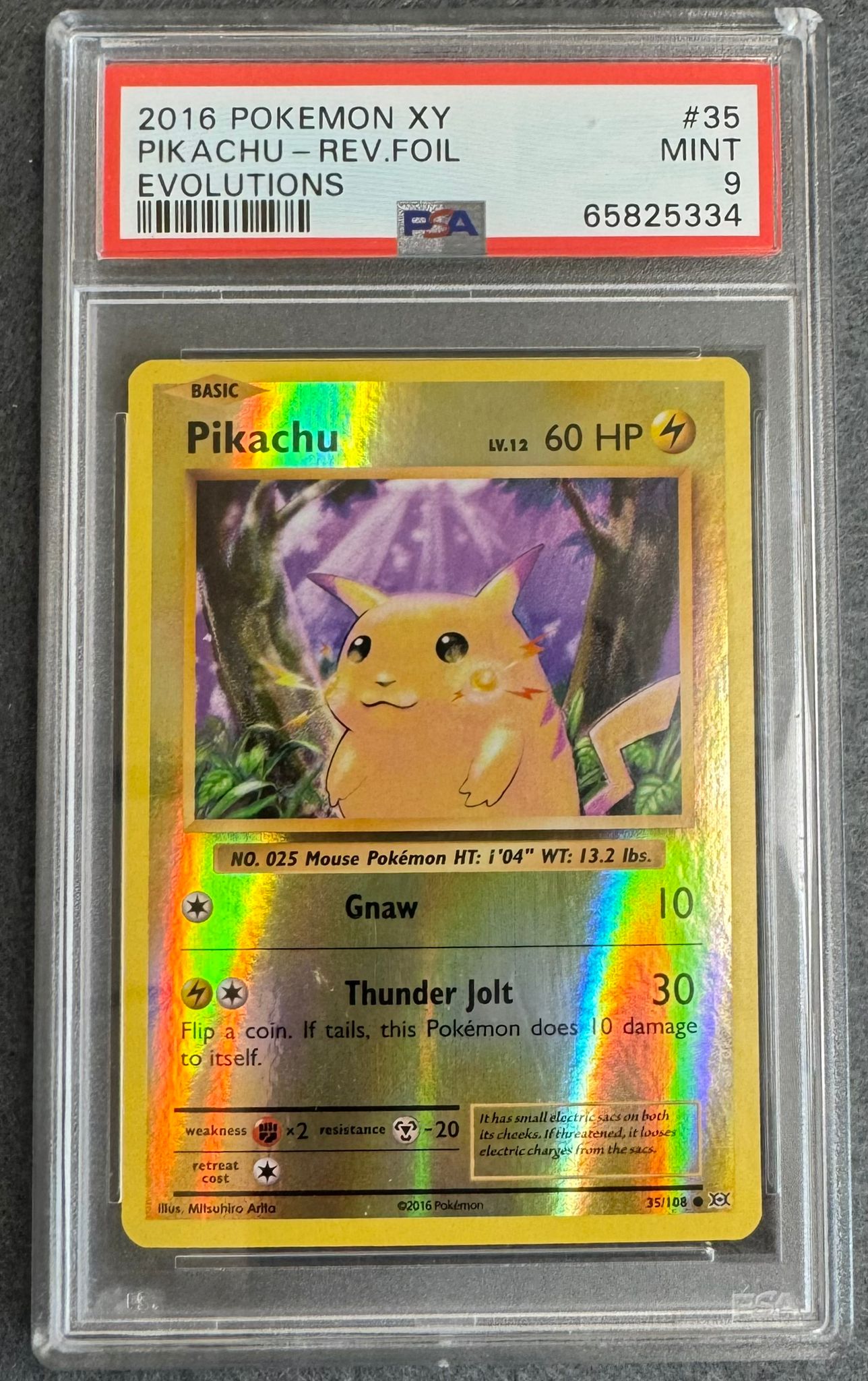 Pokemon PSA 9 Pikachu 35/108 Rev. Holo Evolutions XY