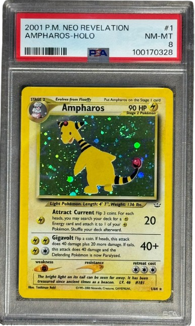 PSA 8 Ampharos Holo 1/64 - Neo Revelation | SWIRL