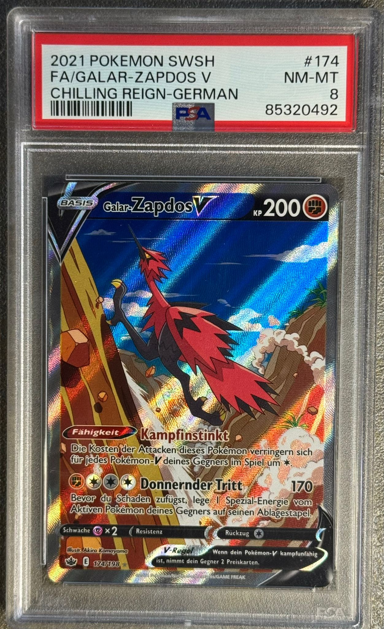 Pokemon PSA 8 Galar-Zapados V 174/198 GER Chilling Reign