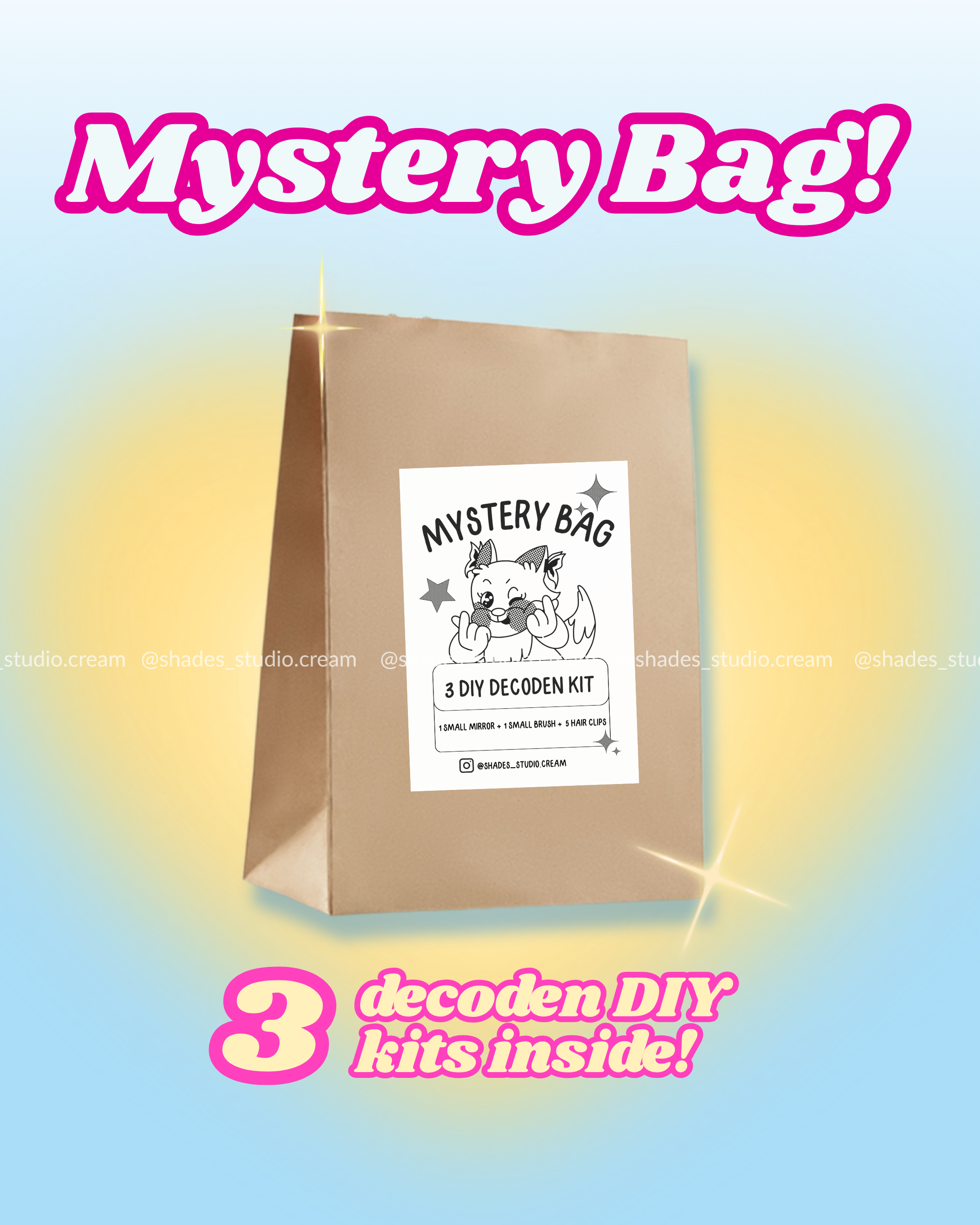 DIY Decoden Mystery Bag – 3 Kawaii Kits (Mirror, Frame & Hair Clips)