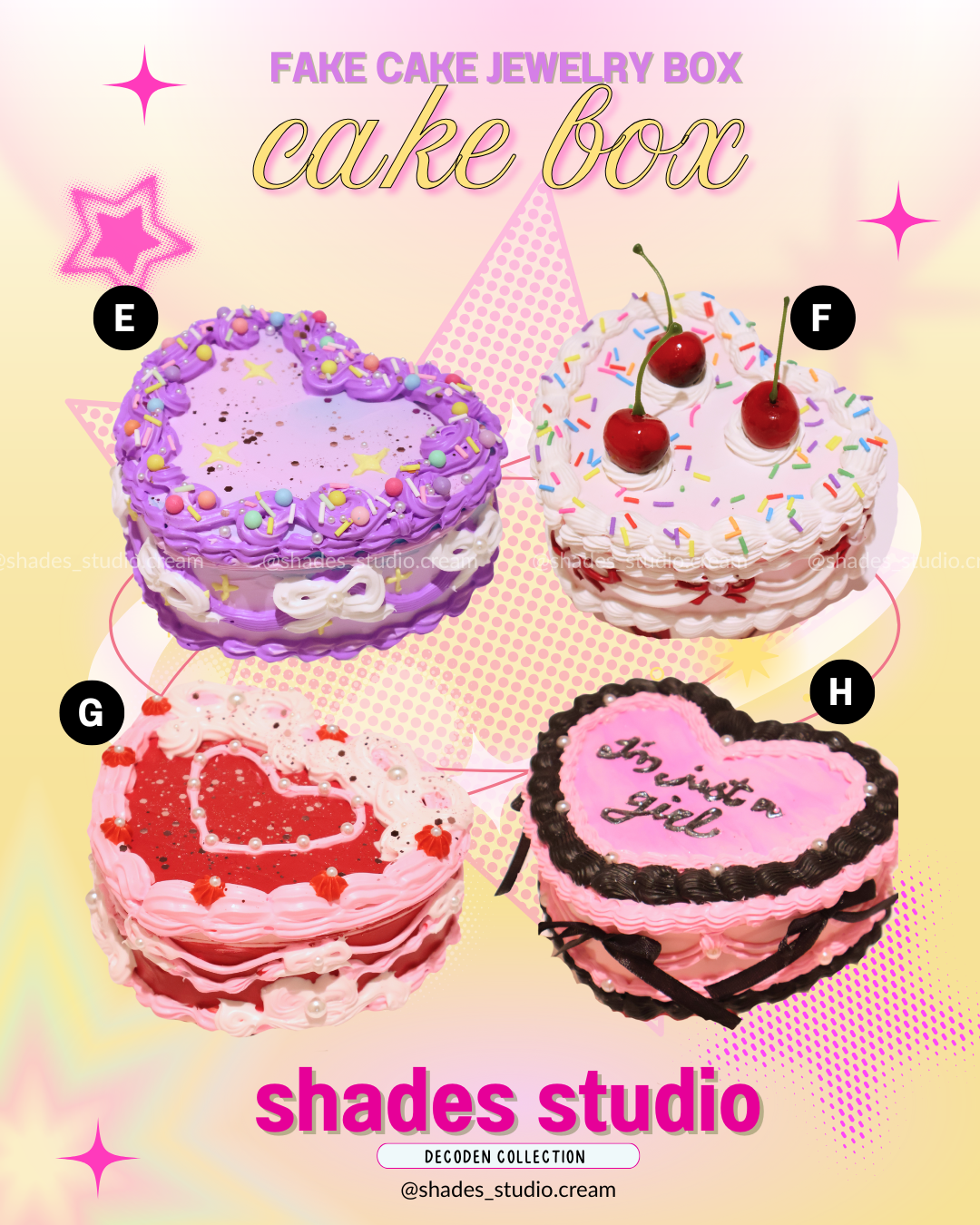 Fake cake decoden jewelry box with mirror