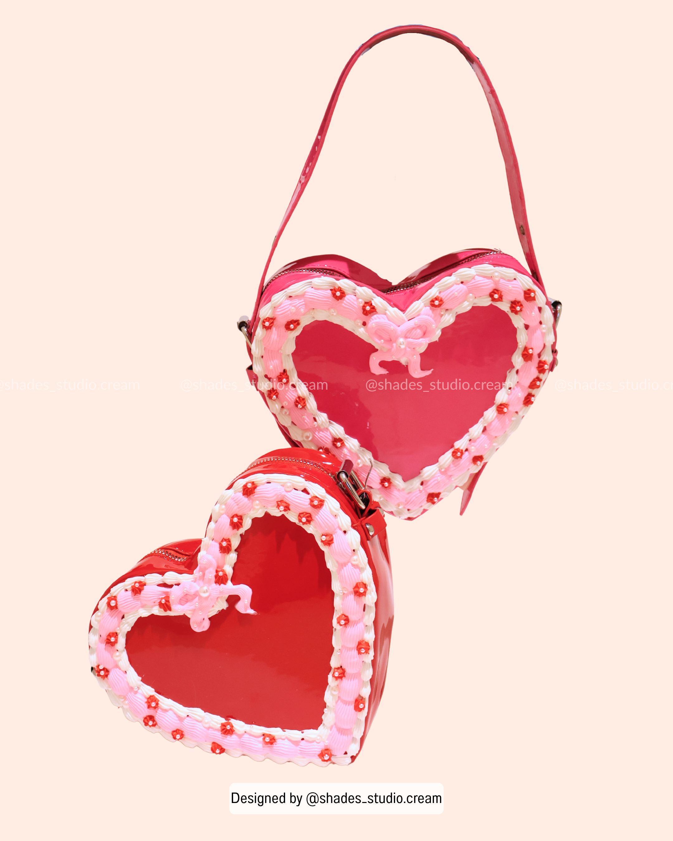 Red decoden shoulder bag with adjustable strap