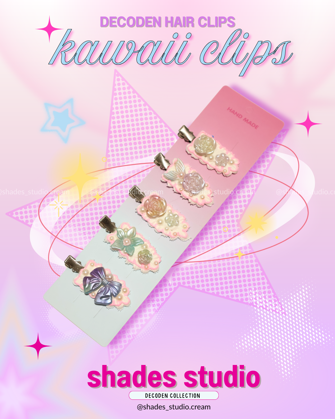 Princess decoden hair clips with flower charms