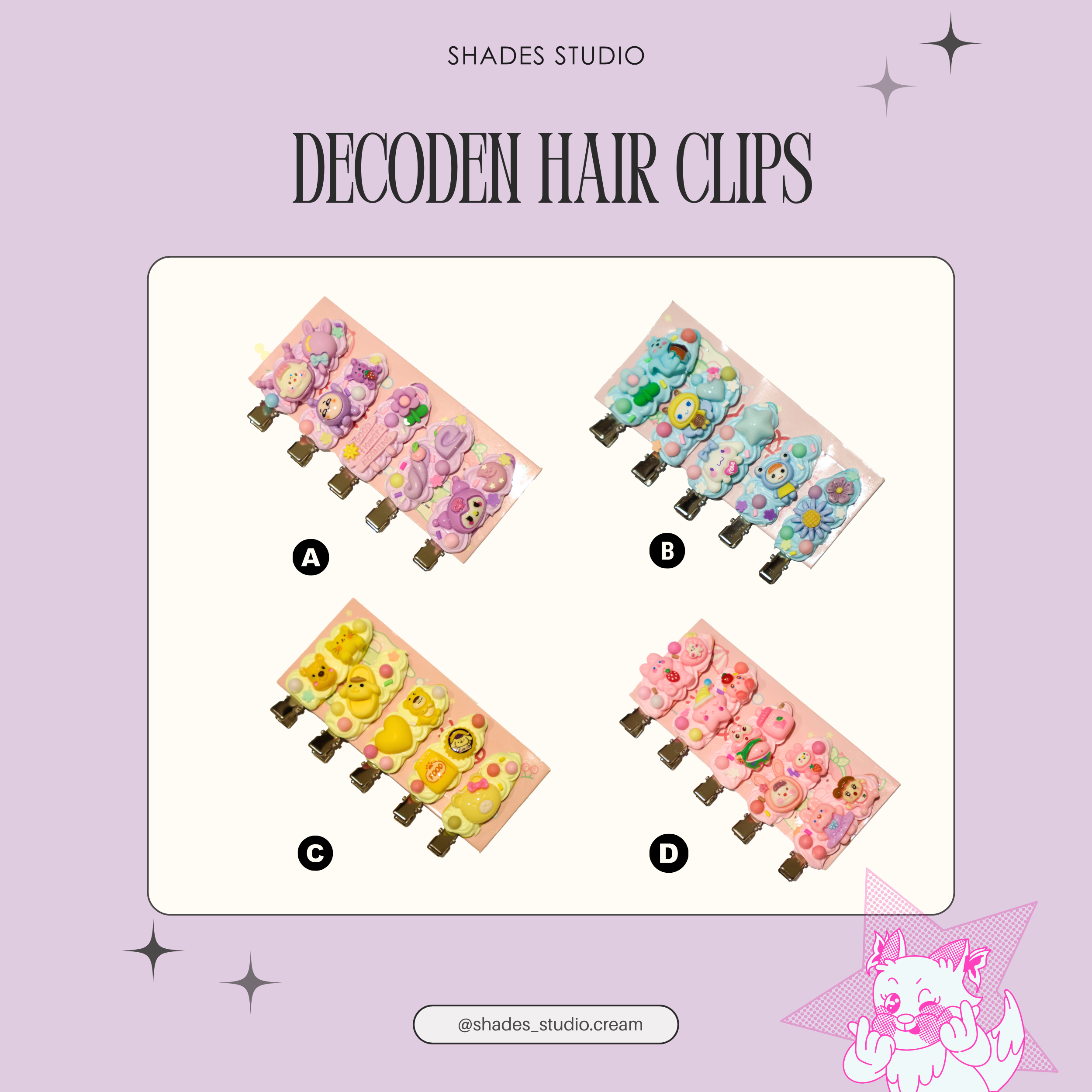 DIY decoden kit – Hair clips decorating set (5 clips)