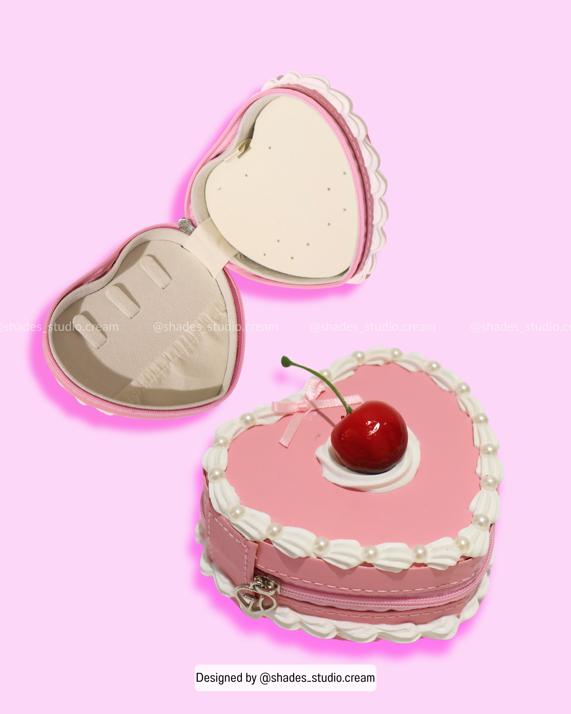 Pink heart decoden jewelry pouch