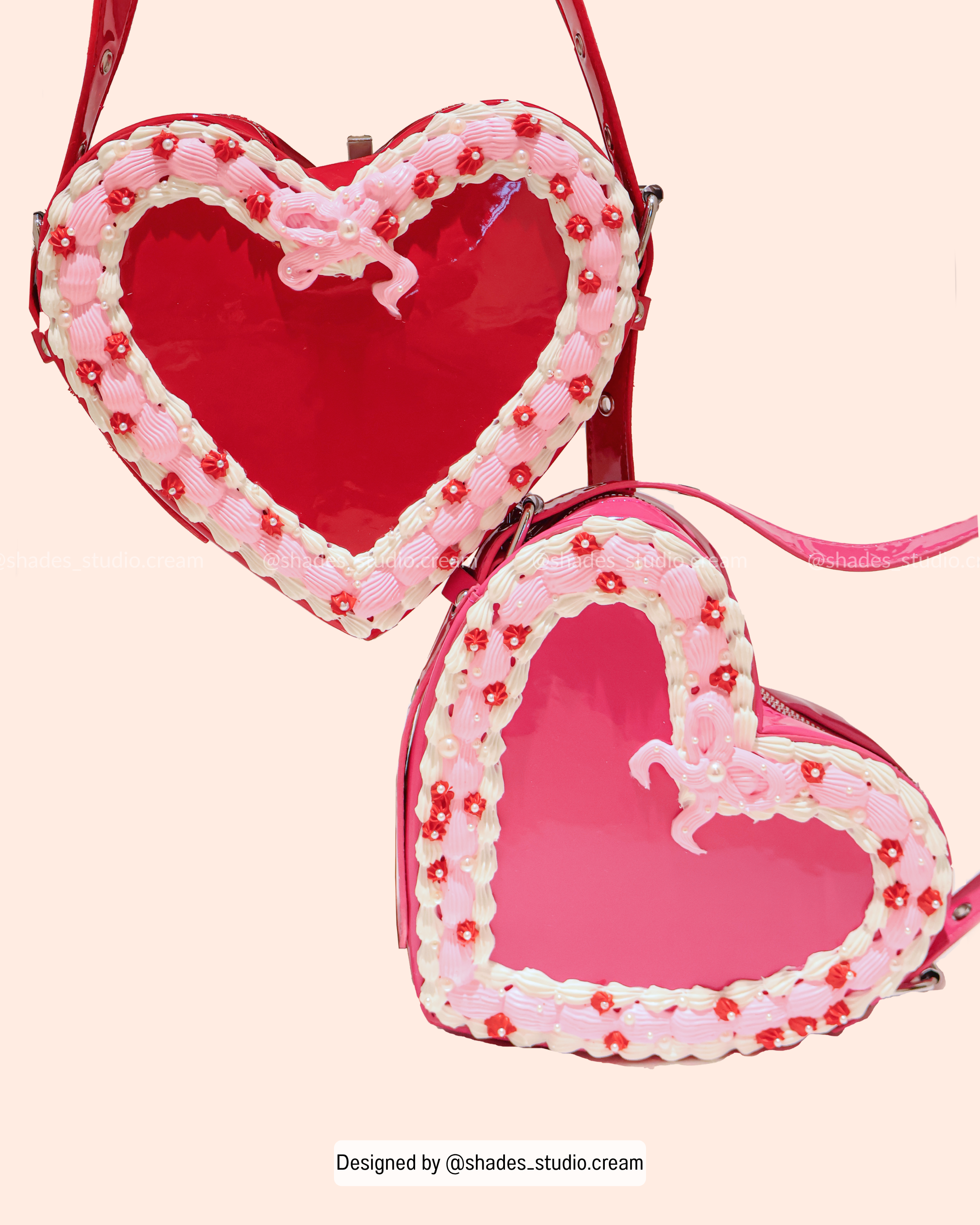 Red decoden shoulder bag with adjustable strap