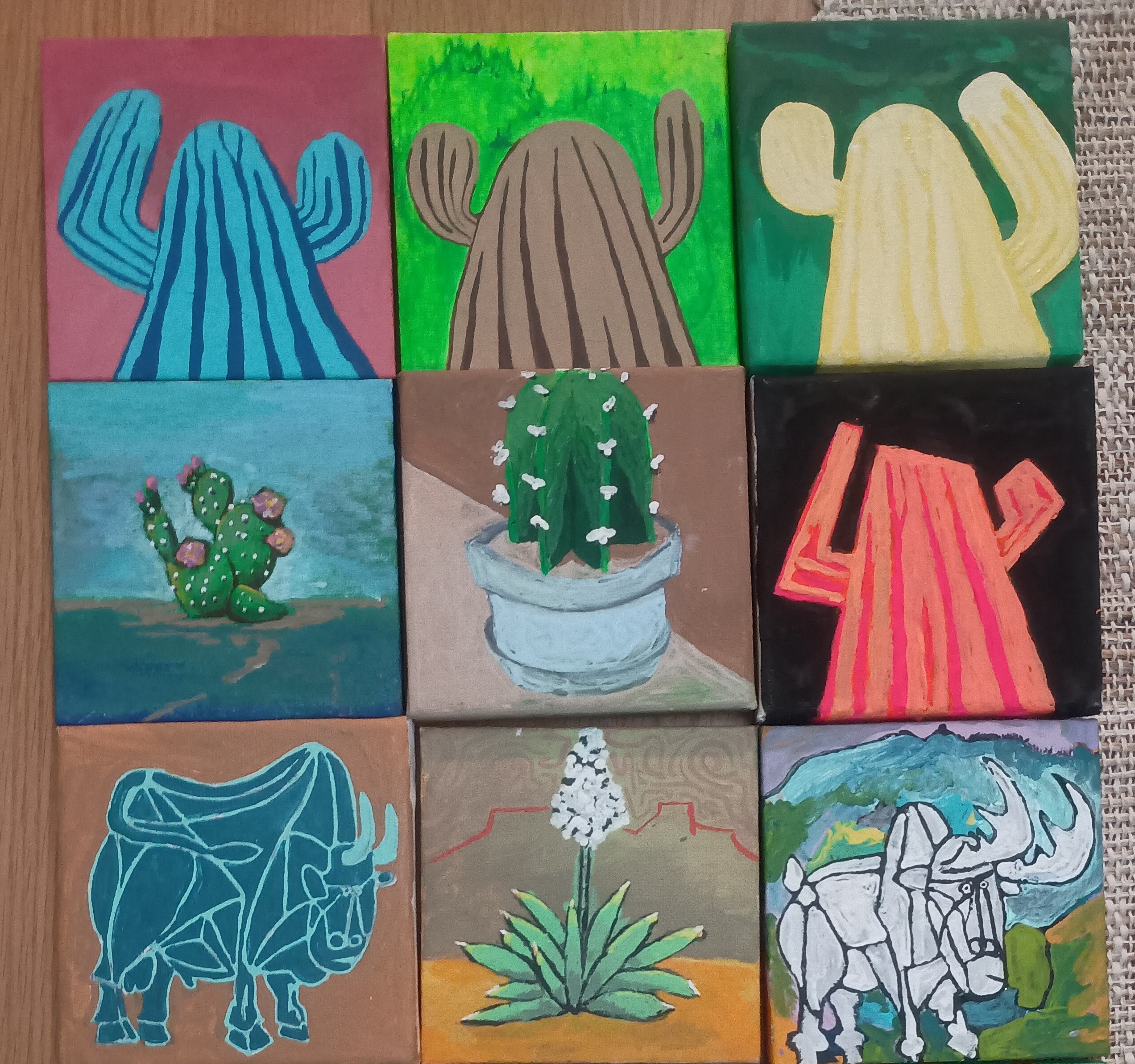 Handpainted Cactus & Animal Art Tiles