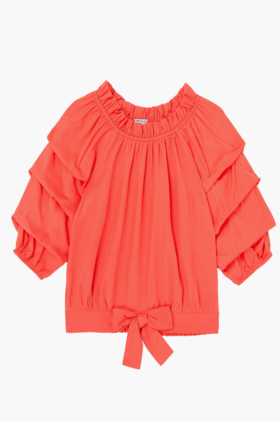 Coral Ruffle Sleeve Blouse