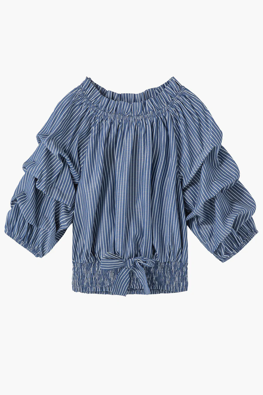 Striped Ruffle Sleeve Blouse
