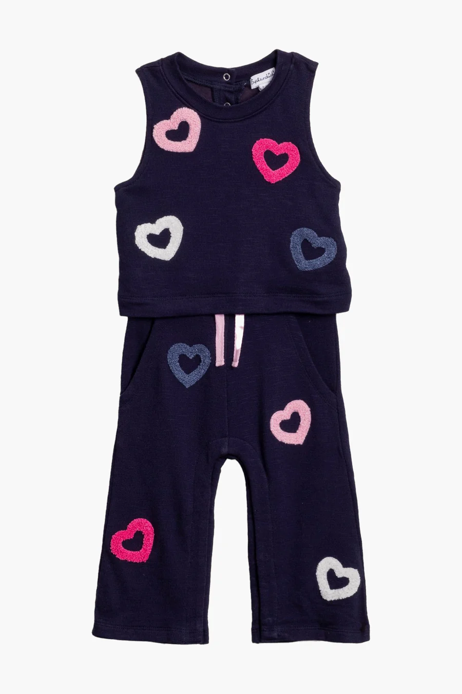 Girls' Heart Patterned Sleeveless Jumpsuit