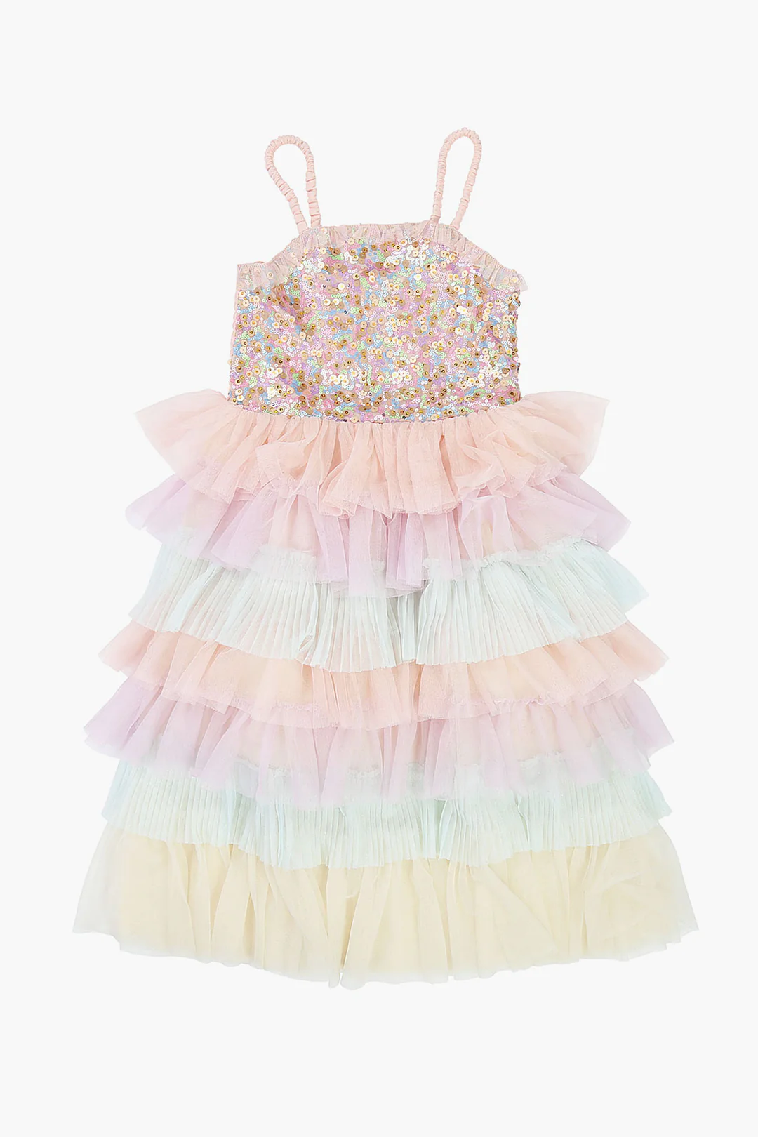 Girls' Rainbow Ruffle Party Dress