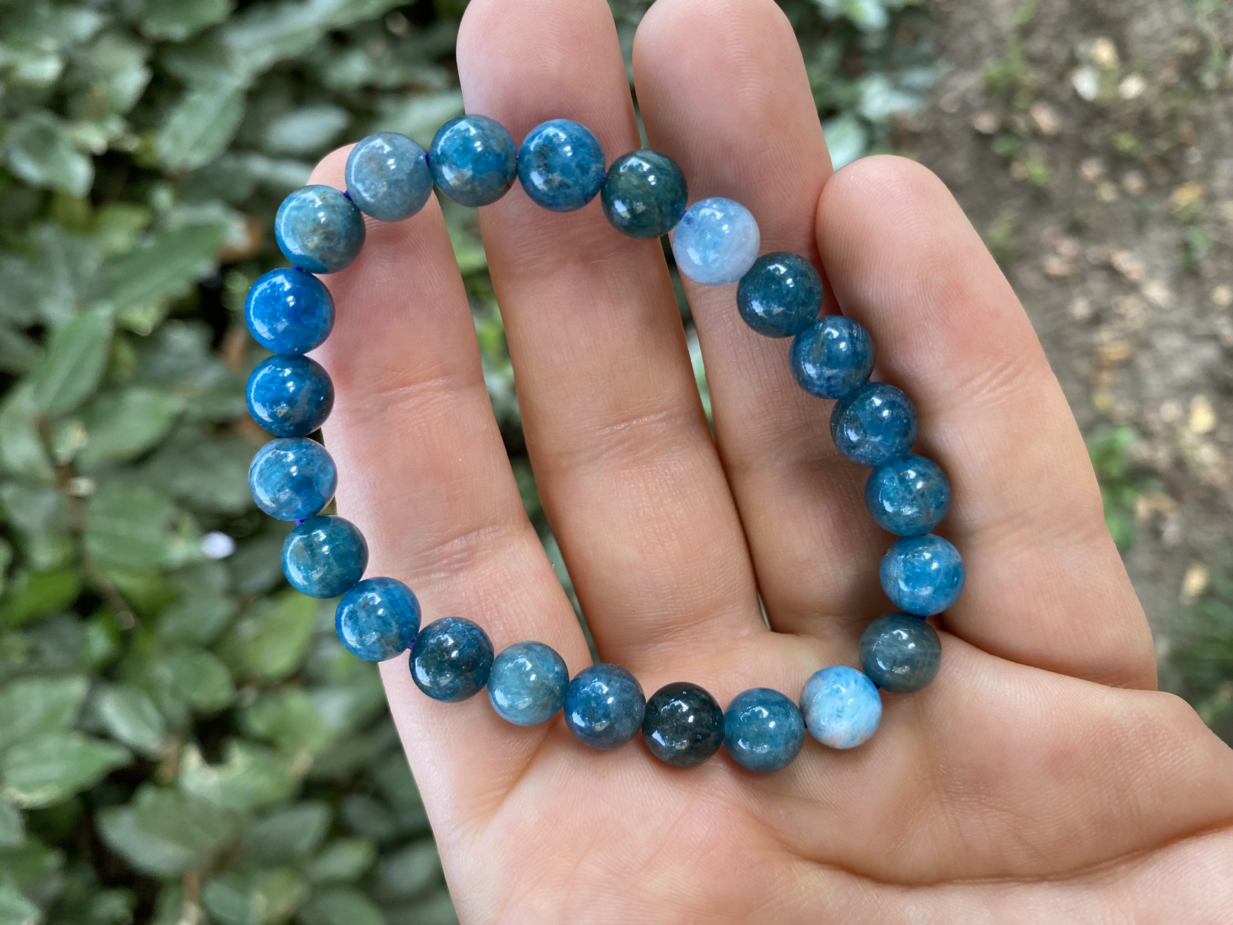 Bracelet en Apatite bleues 8mm