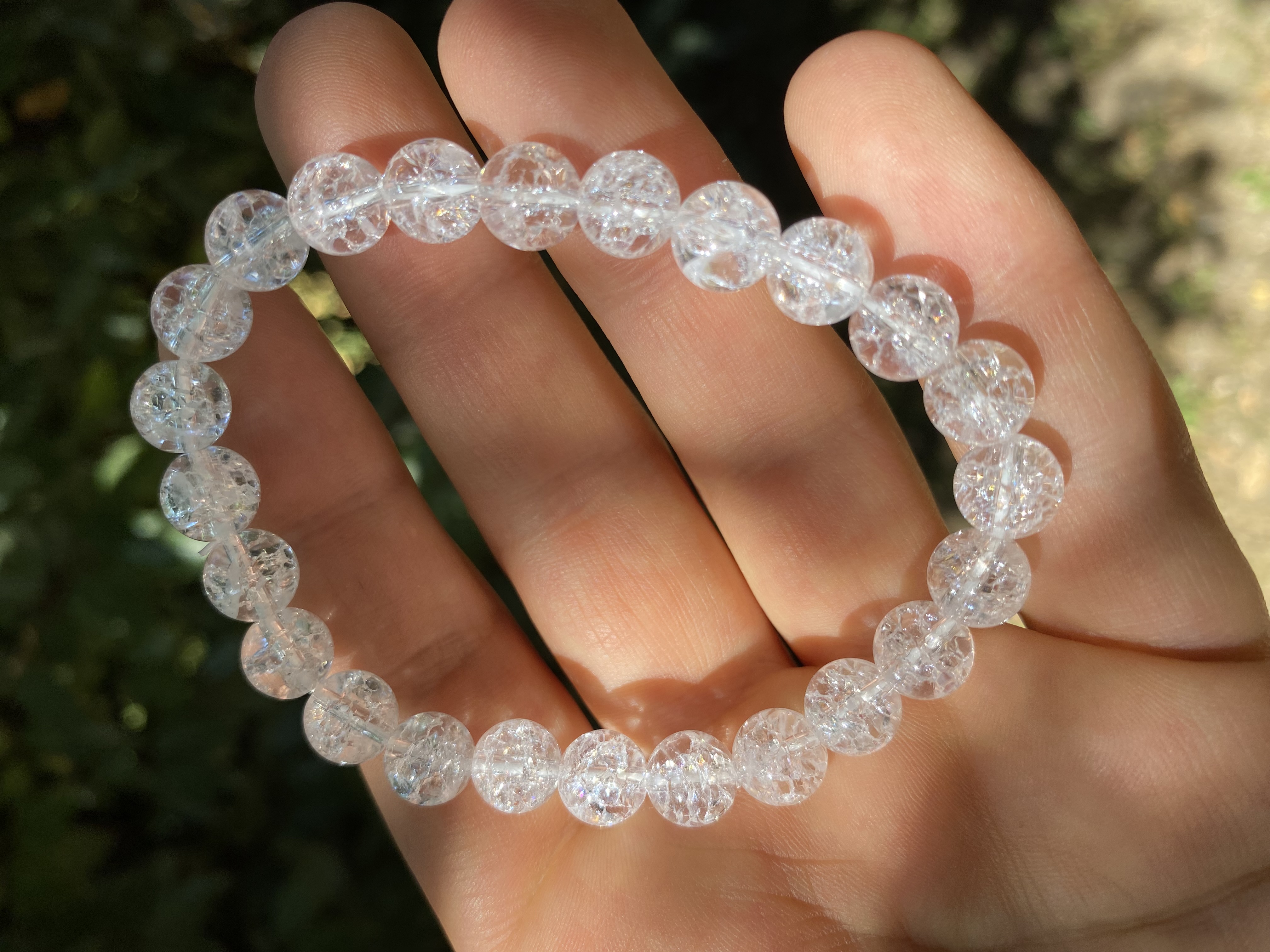 Bracelet en perles de cristal de roche craquelé 8mm