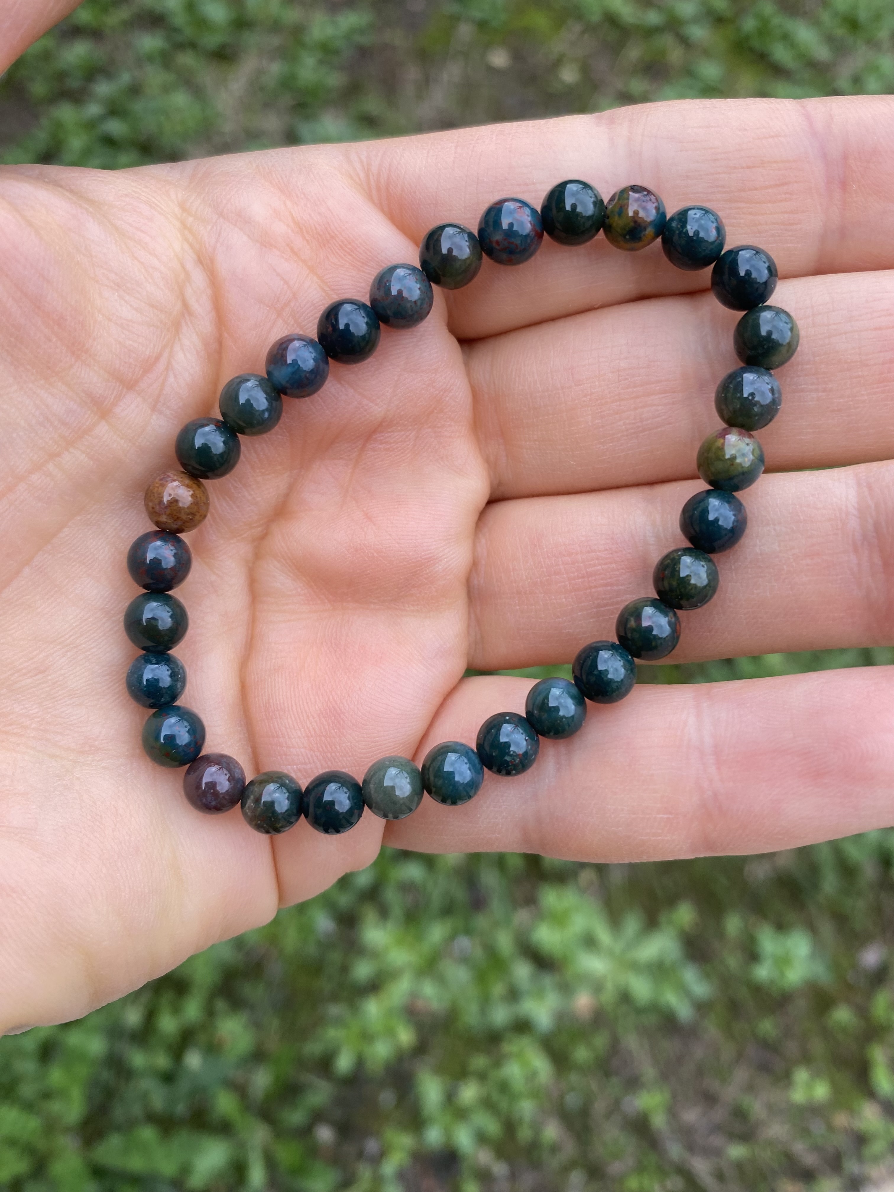 Bracelet en jaspe héliotrope - 6 mm