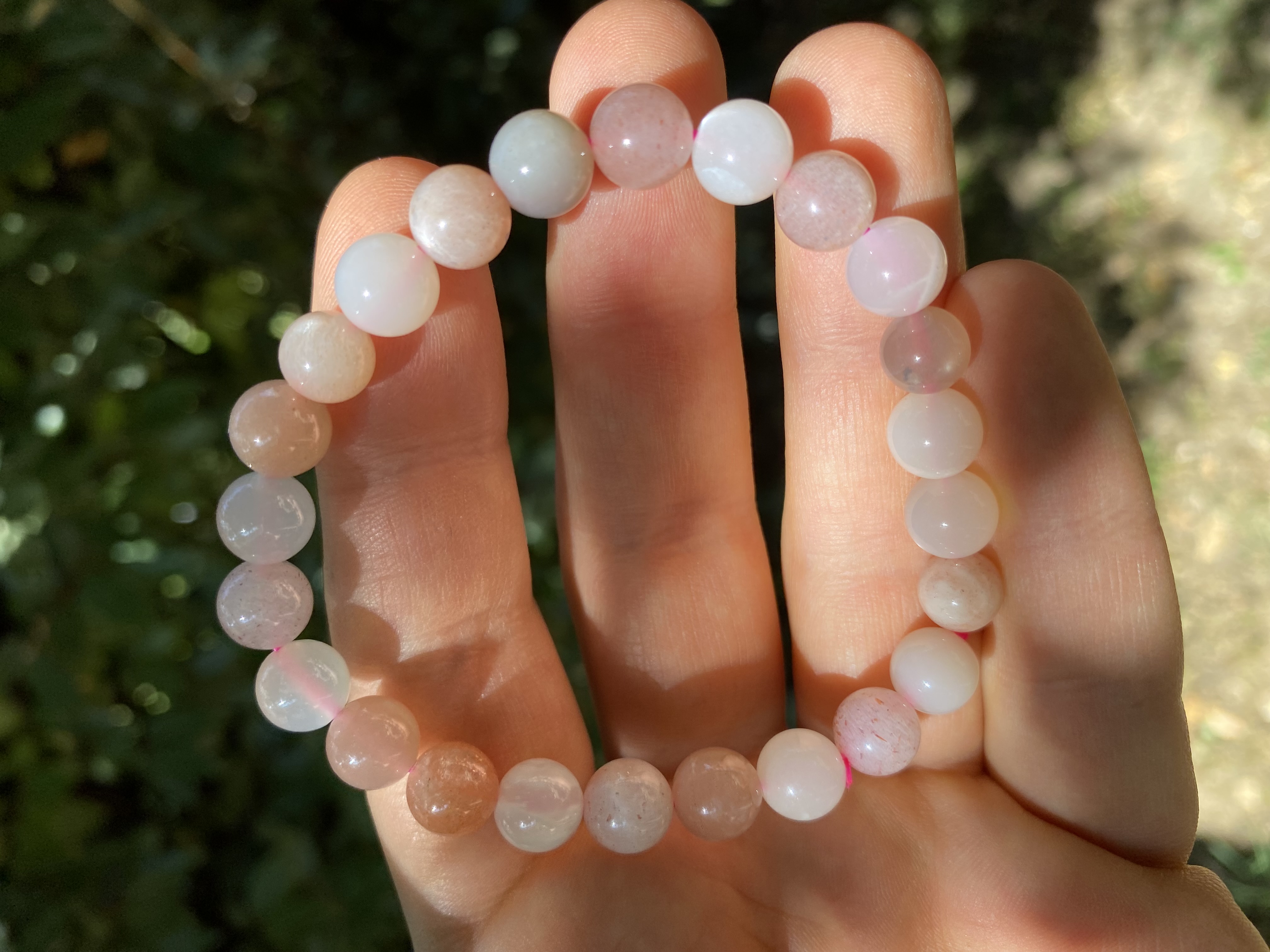 Bracelet en pierre de lune  multicolore 8mm